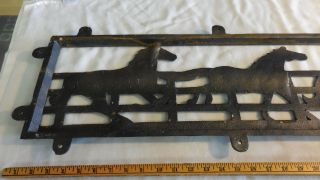 41 x 9.  5 inches Cast Iron 4 Horses Running 17lbs.  Sign/Window Cover 6