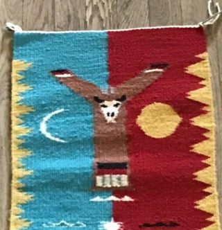 Vintage Navajo Rug Blanket Native American Indian Weaving Pictorial Tapestry 3