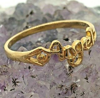 Or Vintage 14k Yellow Gold Angel Small Ring Size 4 - 1 Gram