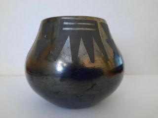 Maria Martinez - Marie & Julian Pueblo Black Pottery Bowl W/ Geometric Pattern