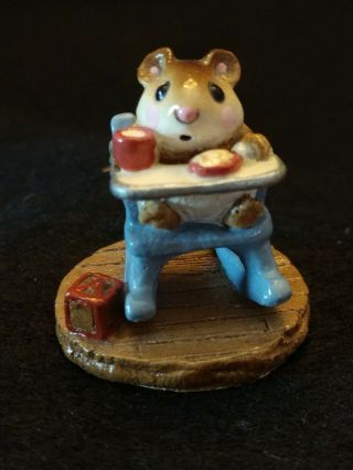 1983 Wee Forest Folk " Rocking Tot " M - 103 - Signed Wp/baby Mouse In Blue Chair
