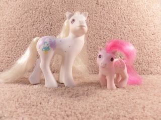 1989 And 1986 Hasbro Mlp Toy My Little Pony G1 Pony Bride Baby Heart Throb