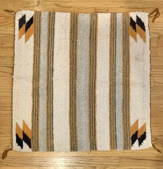 Navajo Saddle Blanket / Rug,  Banded Style W/ Natural Wool,
