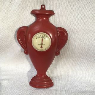 1950s Vintage Red Metal Room Tel - Tru Thermometer Kitchen Urn Rochester Ny