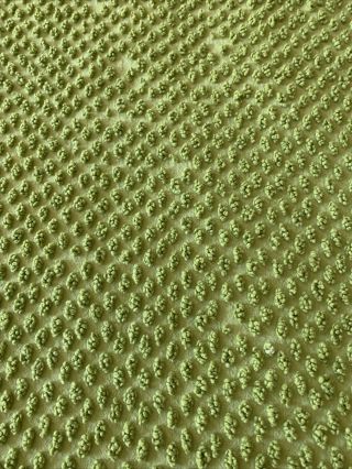 Vintage Chenille Pea Green Big Pops Bedspread Or Craft Fabric Full Double Size 3