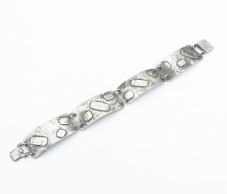 925 Sterling Silver - Vintage Modernist Designed Link Chain Bracelet - B8425 2