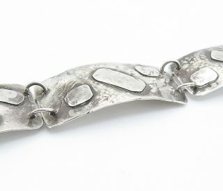 925 Sterling Silver - Vintage Modernist Designed Link Chain Bracelet - B8425 3