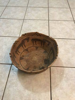 Early 1900s Large Native American Indian Basket With Horses Design