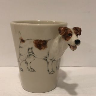 Blue Witch Pottery Jack Russell Terrier Dog Figural 3 - D Mug Coffee Tea Cup