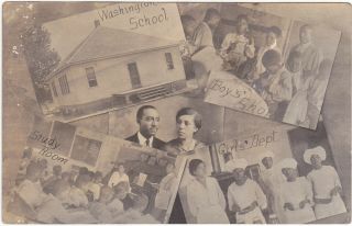 Rare Rppc Real Photo Postcard Of African American Washington School In Oklahoma