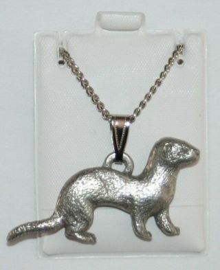 Ferret Harris Fine Pewter Pendant W Chain Necklace Usa Made