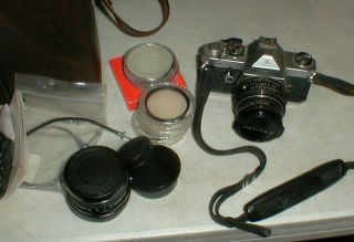 Vintage Asahi Pentax Mx,  35mm Camera 28 - 50mm Lenses - Bag - 6 Filters - Book & More
