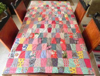 Vtg Handmade Patchwork Quilt Bedspread/blanket Size 70 " X76 "