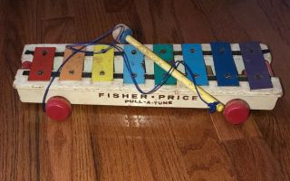 Vintage 1950’s Fisher Price Pull A Tune Wooden Xylophone