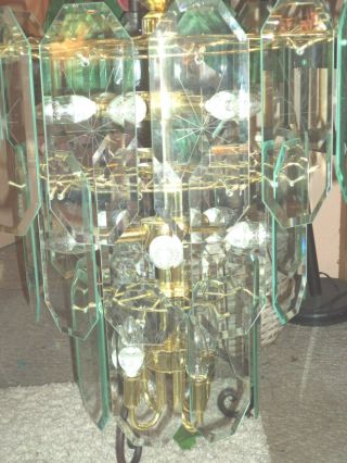 Chandelier Gold And Glass With Etched Star Pattern