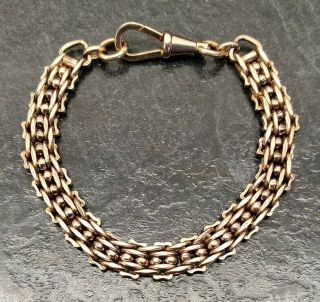 Old Vintage French Rose Gold Filled Ornate Chain Bracelet 7 " In Length.