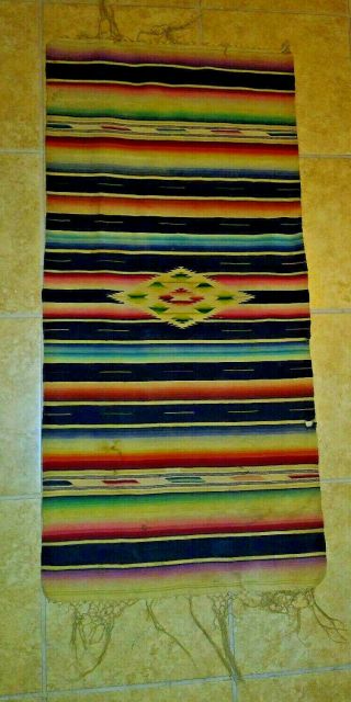 Early 20th Century Native American Wool Blanket/rug - Texas/mexico 39.  5 " X 19 "