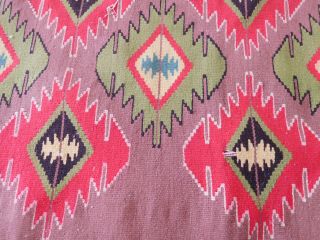 Southwest Style Woven WOOL Rug Textile Tribal Native Fringe 77 x 53 Old WORN 3