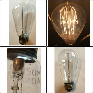 Rare Antique Edison Mazda Light Bulb Incandescent 2 Loop Filament Tipped