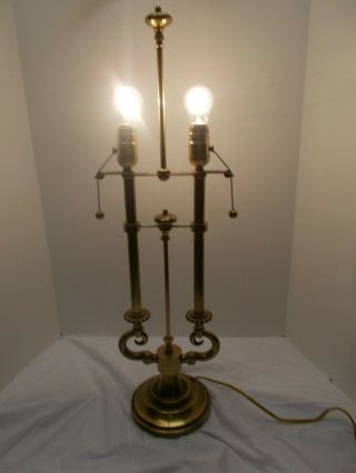 Vintage Stiffel Brass French Bouillotte 2 Arm Double Chain Table Lamp