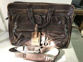 Vintage Tumi Alpha Brown Napa Leather Expandable Laptop Organizer Briefcase
