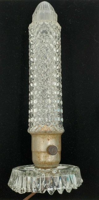 Art Deco Crystal Glass Bullet Torpedo Skyscraper Boudoir Vintage Lamp Light