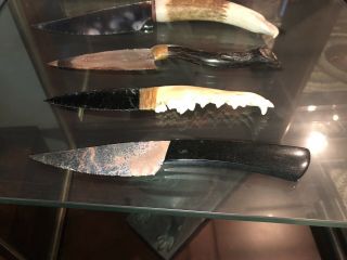 Joe Osmond Oz Handmade Flint Knapped Knife Sage Agate Blade Jade Handle Art