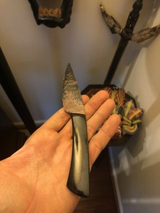 Joe Osmond Oz Handmade Flint Knapped Knife Sage Agate Blade Jade Handle Art 2