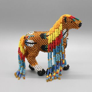 Zuni - Beaded Brown Horse By Denise & Faron Gchachu - Native American Beadwork