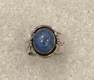 Vtg Native American Navajo Sterling Silver Lapis Lazuli Blue Ring Sz 7 Signed