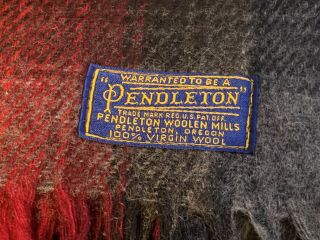 Vtg Pendleton Robe In A Bag Wool Stadium Motor Blanket Plaid 52x68” 2