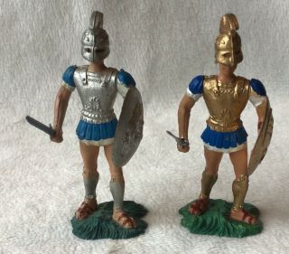 Vintage Athena/aohna,  1960/70’s,  Ancient Greeks In Blue X 2,  65mm Scale Plastic.