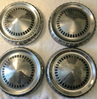 Vintage 1960s Mercury Ford Dog Dish Poverty Hubcaps Set Of 4