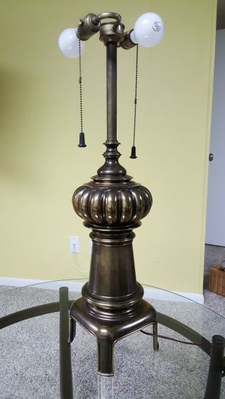 Vintage Stiffel Brass Table Lamp Heavy 29 " Tall 2 Light Bulbs