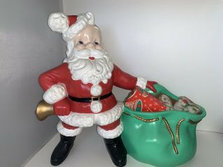 Vintage Santa Claus With Toy Bag Ceramic Mold Hand Painted Atlantic Mold Planter