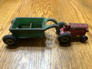 Arcade Cast Iron Tractor With Wagon / Cart