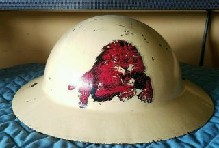 Vintage Metal Safari Style Hard Hat Gilmore Oil Roar