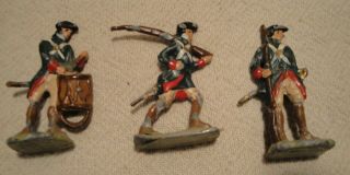Three Flat Lead Soldiers American Revolution