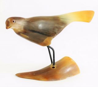 Vintage Hand Carved Bird Figurine Made From A Natural Horn Figurine Decor Small