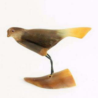 VINTAGE Hand Carved Bird Figurine made from a Natural Horn Figurine Decor Small 3