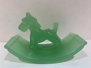 Antique Art Deco Vintage Green Glass Rocking Scottie Dog Ink Blotter