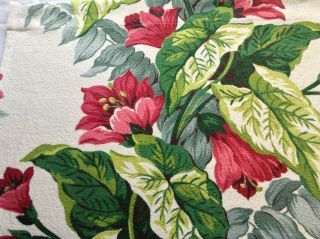 Vintage mid century barkcloth fabric floral drapery curtain panel vat print 2