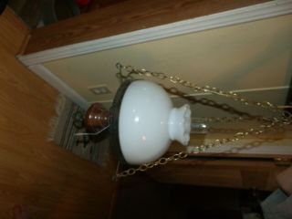 Vintage Mcm Hurricane Flowered Hanging Swag Lamp Mid Century