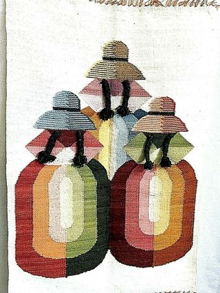 Mexican Hand Woven 3D Tapestry Rug Wall Hang Folk Fiber Art South American 3