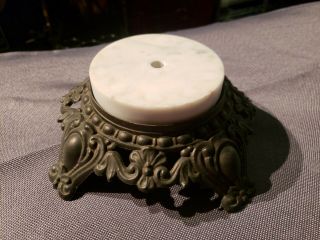 Vintage Marble Lamp Base Replacement Part Bronze Colored Metal (brass Or Finish)