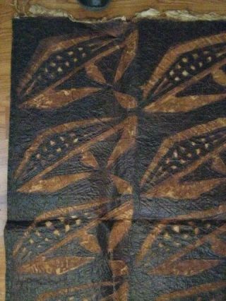 Tapa Cloth Barkcloth Hand Dyed Pattern 66 " X88 " Stamped British Samoa Some Tears