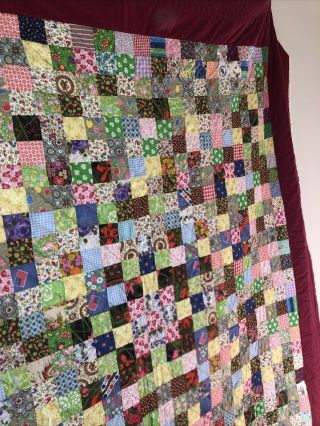 Vintage Handmade Lancaster County Pa Dutch Hand Stitched Quilt 84 X 96