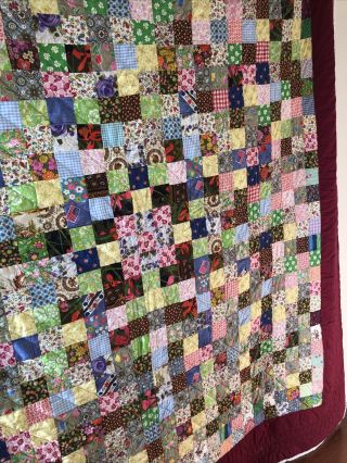 Vintage Handmade Lancaster county PA Dutch Hand Stitched Quilt 84 X 96 2