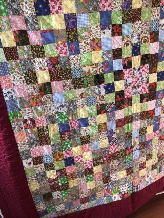 Vintage Handmade Lancaster county PA Dutch Hand Stitched Quilt 84 X 96 3