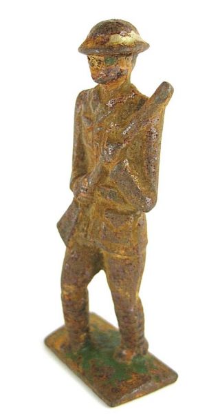 Cast Iron Soldier Grey Iron Manoil Or Barclay Vintage 1920 